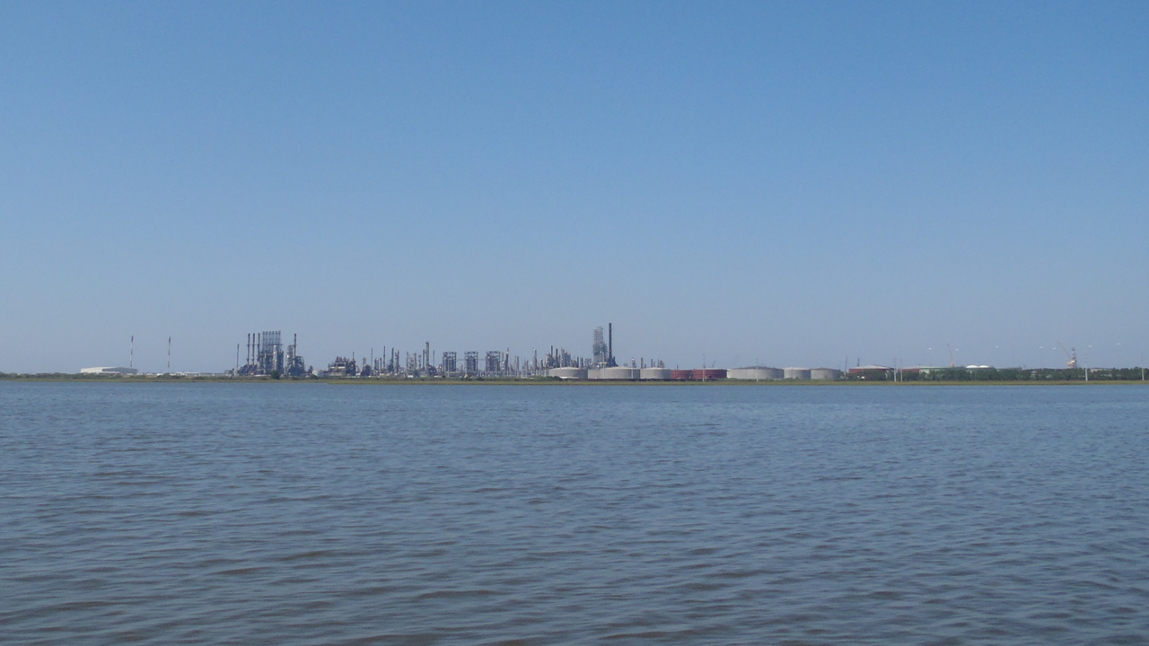 view of industrial area from the water