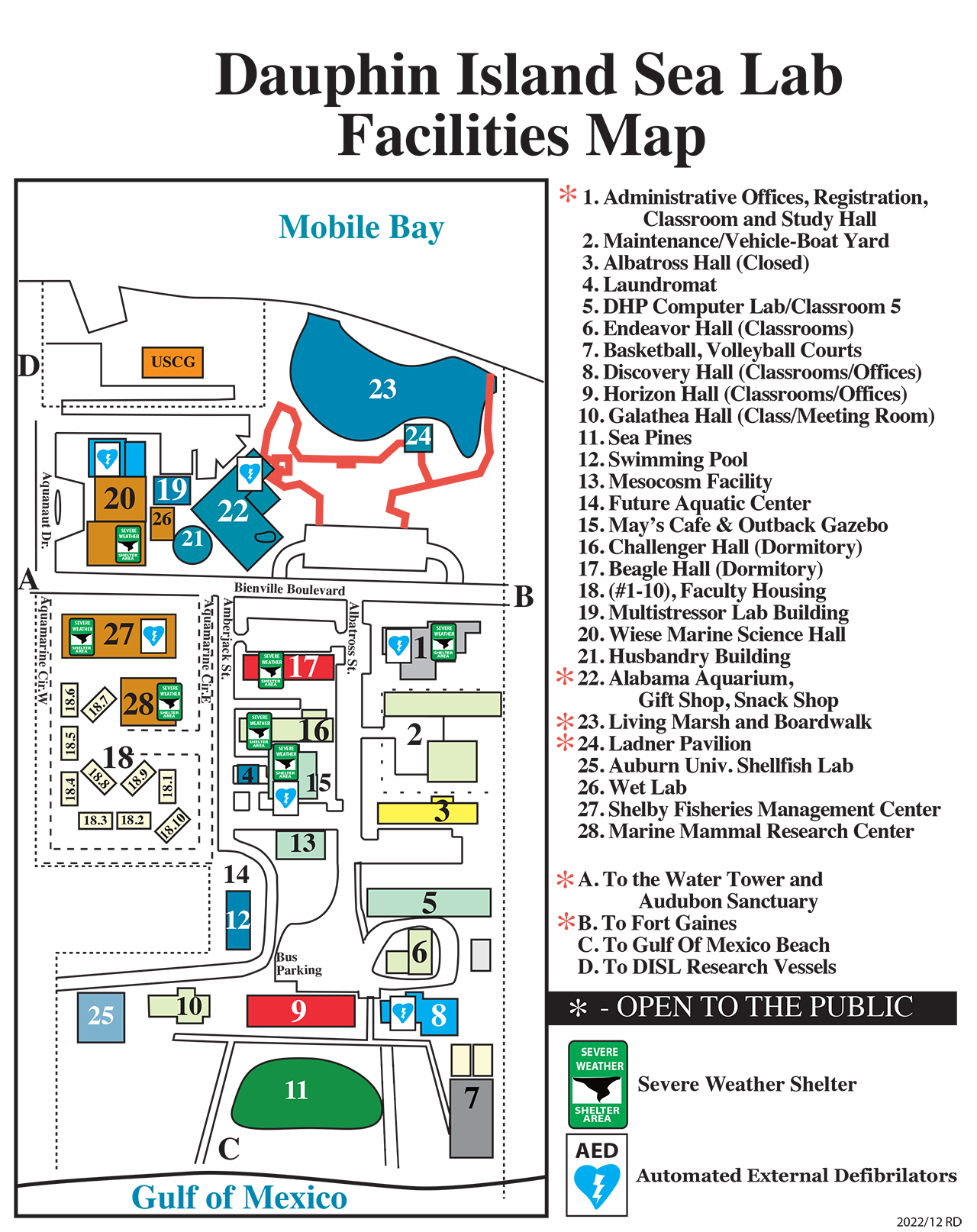Dauphin Island Sea Lab Facilities Map