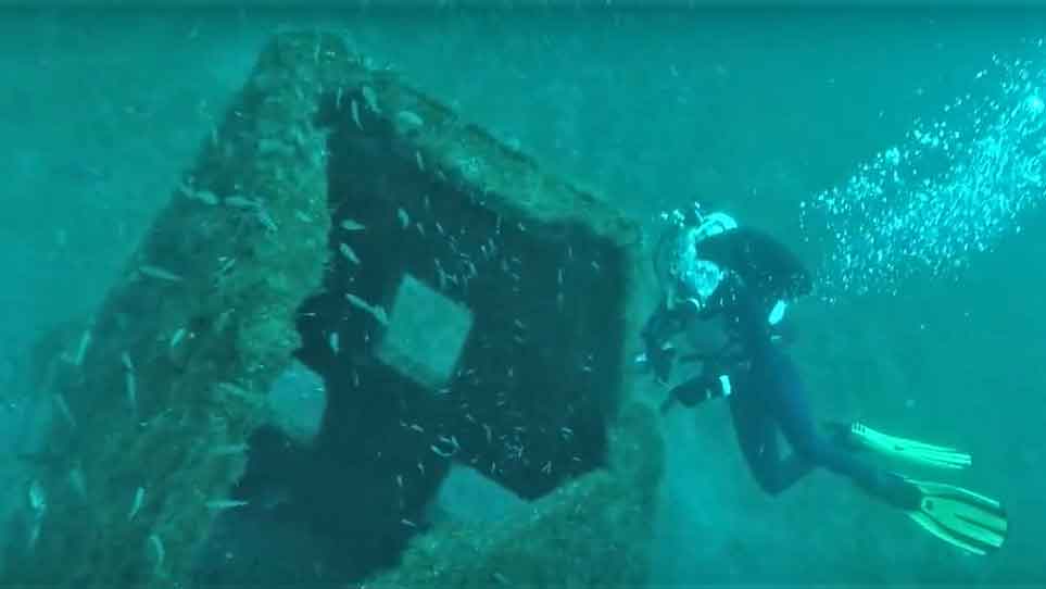 diver on artificial reef